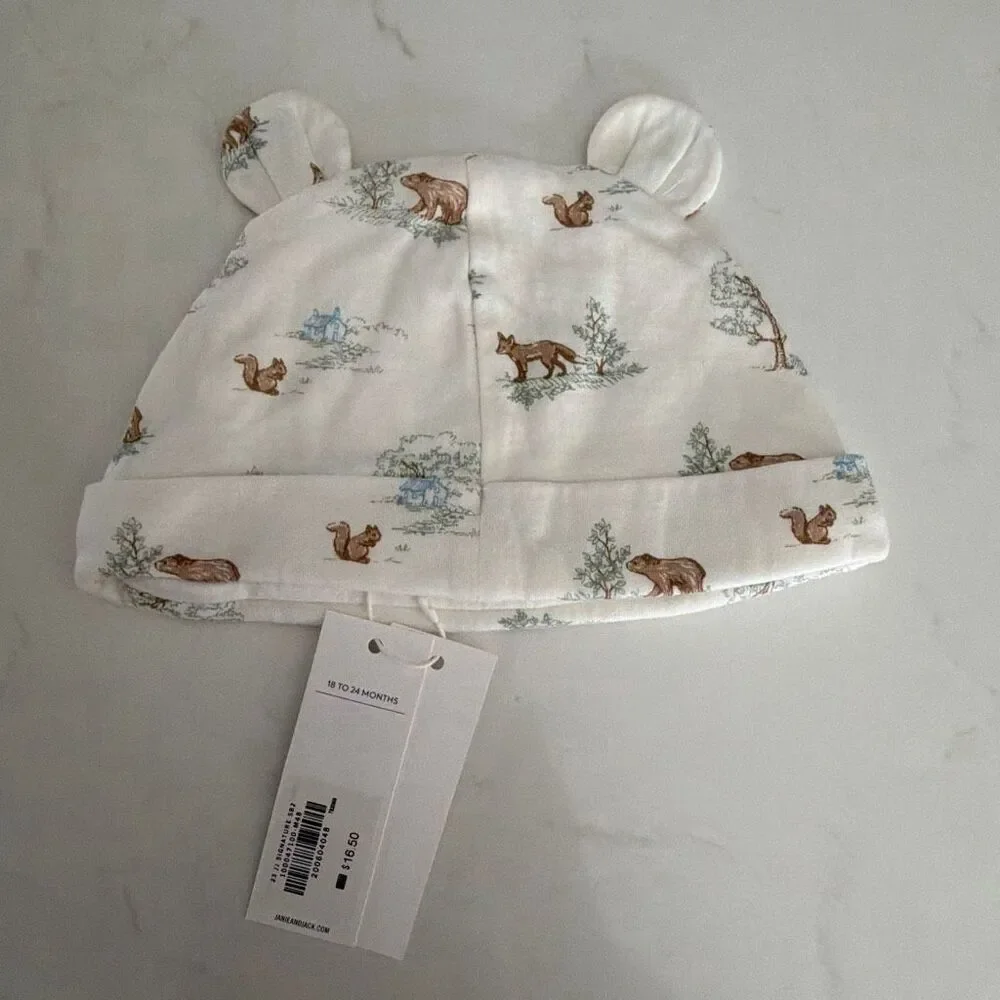 Janie and Jack Baby Woodland Bear Ear Beanie Size 18-24 Months